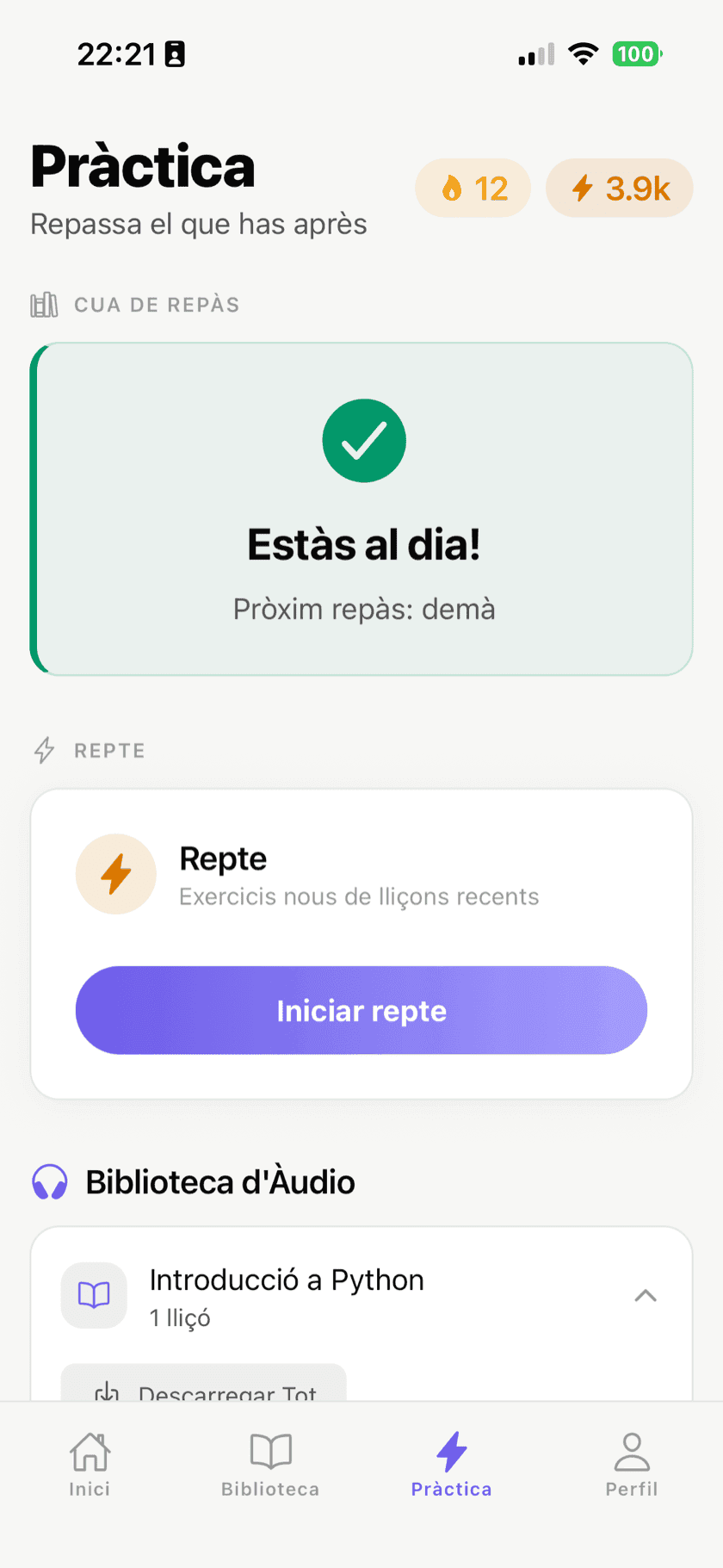 Bucle d'estudi natiu en mobil