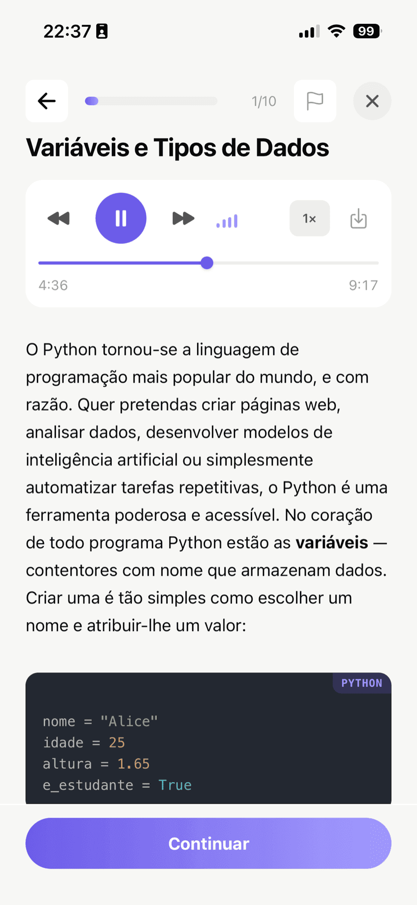 Melhor do que um resumo estatico